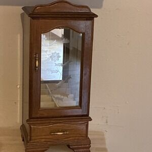 Vtg Powell Armoire Jewelry Box Etched glass raindrops keep falling on my head